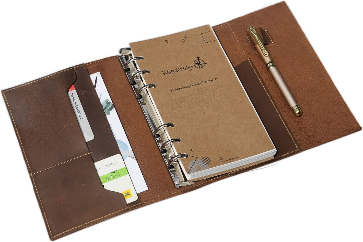 Buy SEEALLDELeather A5 Ring Binder Travel Diary 